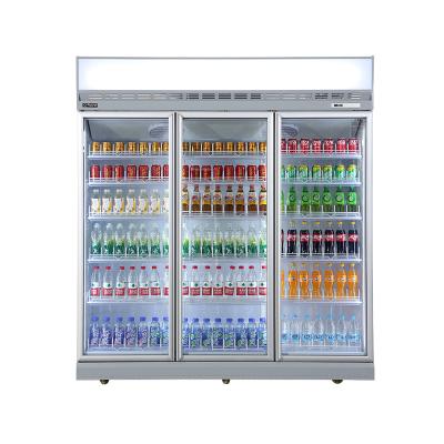 China Single-temperature Cold Power Soft Bottle Drinks Refrigerator Beverage Cooler 2 Door Glass Showcase Refrigerator for sale