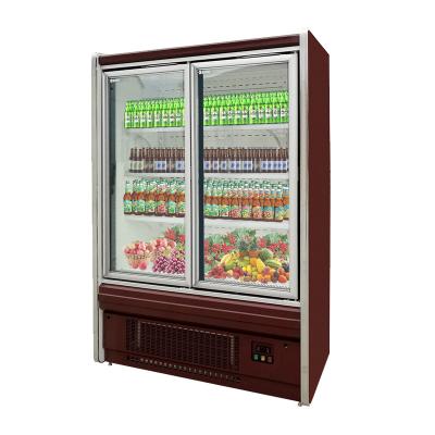 China Upright Display Fridge Cooler Single-temperature Powder Drink Fruit Fridge Commercial Merchandising Fridge for sale