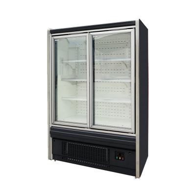 China Vertical Glass Cooler 2 Door Commercial Fridge Fruit Fridge Multi Deck Single-temperature Display Refrigerator for sale