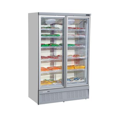 China Single-temperature Freezer Door Commercial Upright Frozen Food Meat Display Glass Fridge for sale