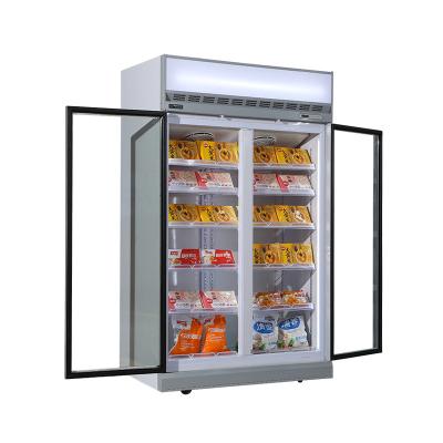 China Multi Decks Single-Temperature Upright Display Freezer Glass Door Frozen Food Ice Cream Showcase Refrigerator for sale