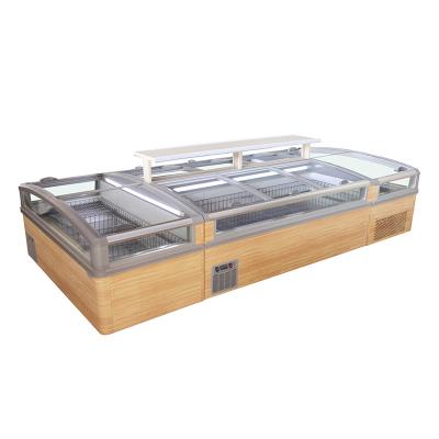 China Single-temperature Transparent Deep Display Chest Supermarket Freezer Lid Frozen Food Storage Glass Top Refrigerator for sale