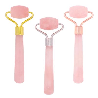 China High Quality Custom Made Mini Jade Roller Jade Stone Welded Real Pink Natural Anti Aging Facial Massager 2020 New Face Wholesale for Face for sale