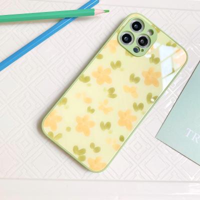 China Floral Printed Anti-fall Glass Back Cell Phone Cover Case For iPhone X Xr Cover Phone Case for sale