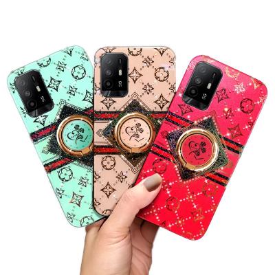 China Anti-fall Lucky Star tpu cover phone case glitter phone cases with metal stand for oppo A95 phone back cover. for sale