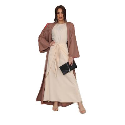 China New eBay Middle East Border Arabic New Arab Border Factory Direct Sales Anti-wrinkle Dubai Elegant Muslim Women's Three Piece Set With Belt Ribbon for sale