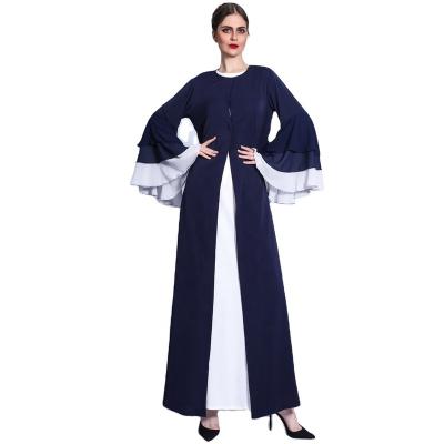 China New Anti-wrinkle Women's Long Dress Colored Three Layer Chiffon Wave Sleeve Covered With Open Dress Women Dress for sale