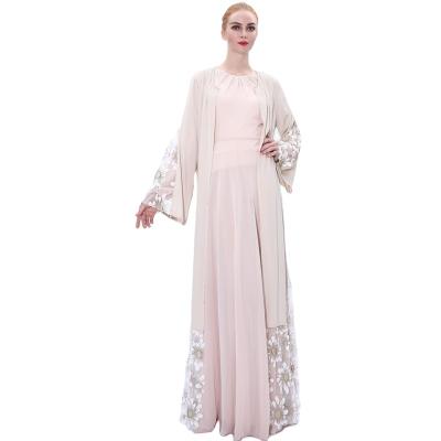 China Ins Fashion Flare Anti-Wrinkle Sheath Lace Up Fairy Skirt Mesh Panel Overlay With Cardigan Women'S White Summer Muslim Dress For Women for sale