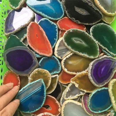 China China Wholesale Price Natural Agate Slice Colorful Polished Stone Agate Slices For Decorative for sale