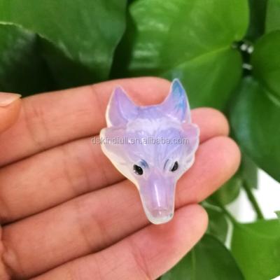 China China Wholesale Crystal Carved Wolf Heads Pendant Carvings for sale