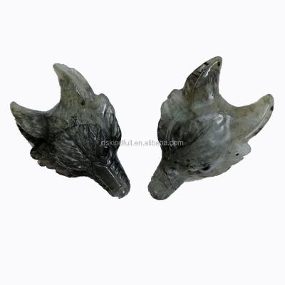 China Natural Wolf Carving Statue China Labradorite Carved Crystal For Sale for sale