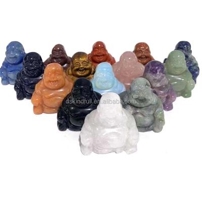 China China Wholesale 2 Inches Natural Crystal Quartz Carving Laughing Buddha Statues For Fengshui Crystal Healing Stone for sale