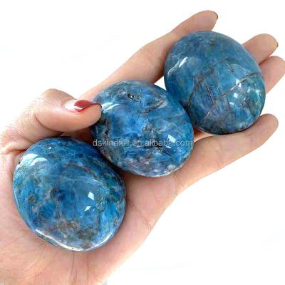 China China High Quality Natural Blue Apatite Palm Crystal Tumbled Stone For Crystal Stone for sale