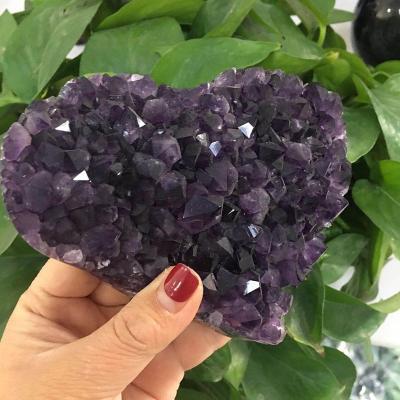 China China Wholesale Natural Amethyst Group Geode Carved Crystal Druzy Hearts For Love for sale