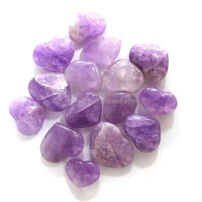 China China Carved Heart Natural Dreamy Amethyst Crystal Hearts Healing for sale