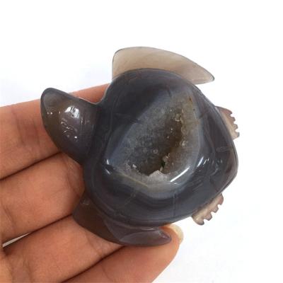 China China wholesale high quality natural hand carved agate geode turtle sea turtle healing quartz crystal stone for decoration for sale