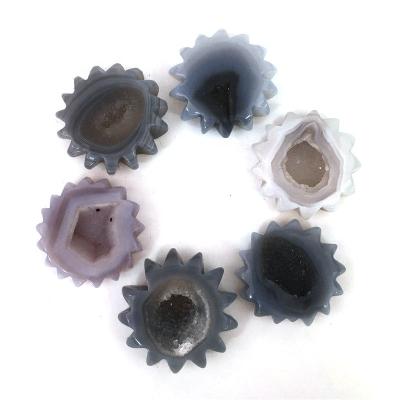 China China Wholesale High Quality Natural Hand Cut Agate Geode Sun Flower Shape Crystal Gemstone For Gifts for sale