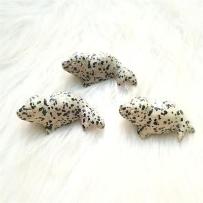 China China Jasper Crystal Animal Handicrafts Natural Dalmatian 6.5cm Crystal Seal Gift for Kids for sale