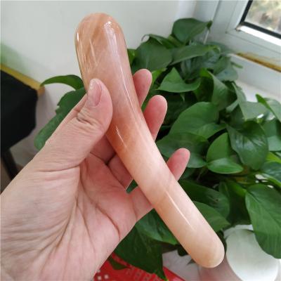 China China Natural Pink Aventurine Quartz Crystal Massage Wand Curved Massager For Body Health for sale