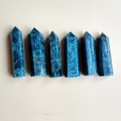 China High Quality Polished Natural Blue Apatite Crystal Points Wands from China for Healing for sale