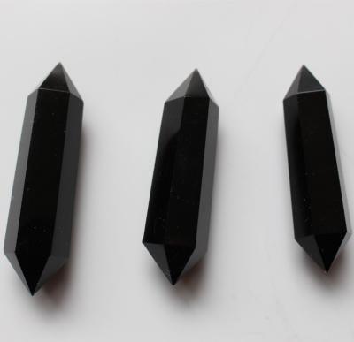 China China Wholesale Obsidian Black Double Ended Crystal Wand Point for sale