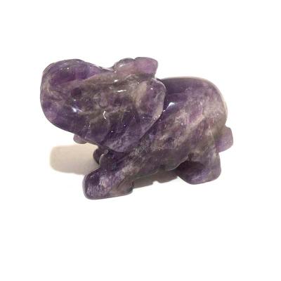 China China wholesale hand - cut natural amethyst crystal stone elephant small for home decoration for sale