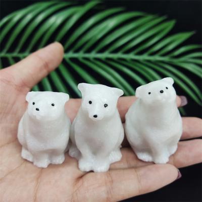 China High Quality China Crystal Animal Carving White Jade Bear For Home Decoration for sale