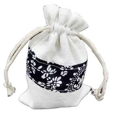 China Blue and White Jute Small Stationery Cloth Bag Jewelry Package Mouth Drawstring Canvas-Cotton Burlap Bag for sale