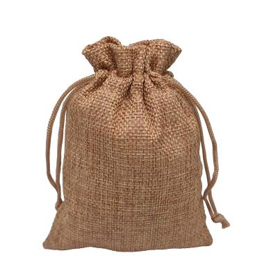 China Eco-Friendly Small Size Natural Printed Jute Burlap Candy Gift Wholesale Jute Bag With Drawstring for sale