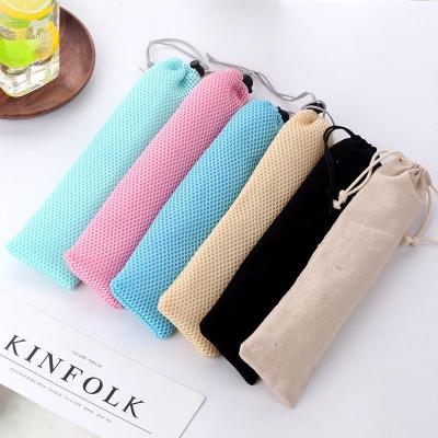 China Fashion Competitive Price Good Quality Cotton Cutlery Knife Bag and Forks Drinking Straw for sale