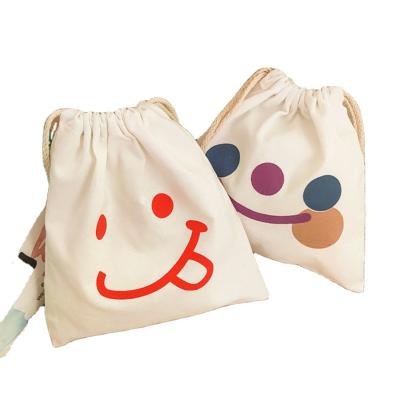 China PORTABLE Custom Logo Printed Drawstring Canvas Gift Bag Canvas-Drawstring Makeup Storage Cosmetic Pouch for sale