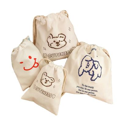 China PORTABLE Custom Logo Printed Drawstring Canvas Gift Bag Makeup Storage Cosmetic Pouch for sale