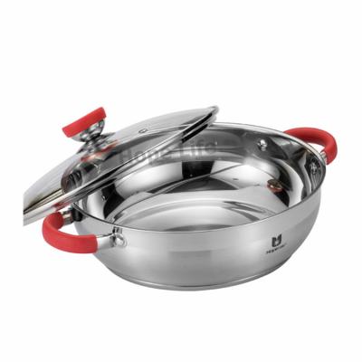 China Restaurant Used Hot Table Stocked Stainless Steel Pot Cooking Pot With Glass Lid for sale