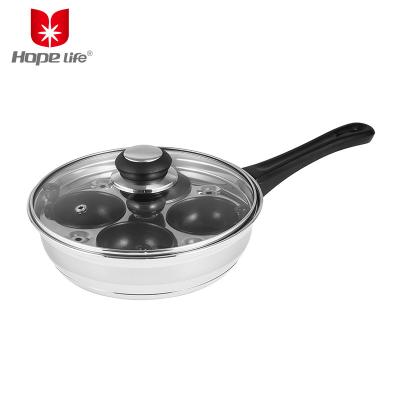 China Hot selling stocked 304 stainless steel cookware set 4/6 cup egg cup free stick non for sale