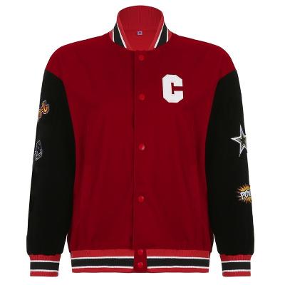 China Wholesale Breathable ODM Embroidered Red Logo Patch Baseball Letterman Coat Custom Plus Size Wool Womens Varsity Jacket for sale