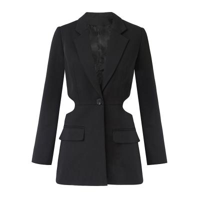 China Black color fashion ladies blazer dress polyester regular hot backless summer sale women's sexy casual blazer dress for sale