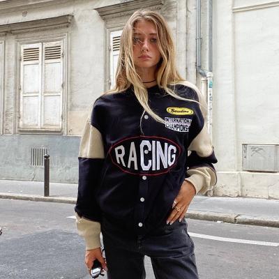 China Breathable custom embroidered logo ladies bomber coat plus size bomber women nascar racing jacket for women for sale