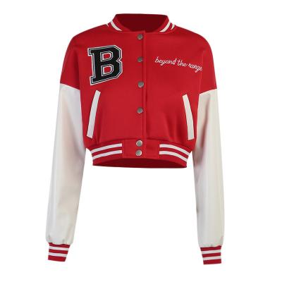 China Breathable Custom Embroidered Logo Ladies Wool Baseball Letterman Jacket Letterman Jacket Womens College Breathable College Leather Jackets for sale