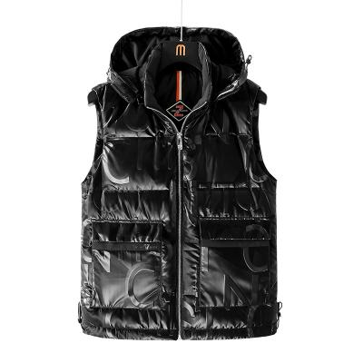 China Best Quality Outdoor Men's Waistcoat Men's Warm Windproof Thick Shiny Breathable Polyester Sleeveless Vest Jacket for sale