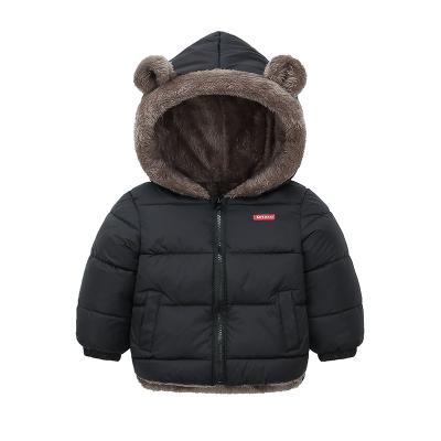 China Warm Baby Clothes OEM Kids Hooded Jacket Boys Warm Baby Kids Plus Thick Faux Fur Kids Jacket for sale