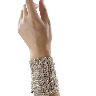 China Pretty 2021 Sexy Luxury Full Rhinestone Multilayer Adjustable Bracelet Jewelry For Women Bling Crystal Bracelets & Bangles Long Chain Gift for sale