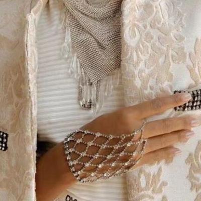 China Fashion Pretty Fashion Sexy Rhinestone Ladies Full Bracelets & Bangles Mesh Finger Crystal Bracelets For Women Hand Back Chain Accessories for sale