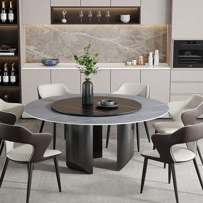 China Dismantling and transportation of tripod fine and smooth polishing stone sintered dining table set Central rotating round tables for sale