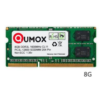 China QUMOX 8 Gigabyte 204 Pin DDR3L-1600 SO-DIMM (1600Mhz, PC3L-12800S, CL11, 1.35V, Low Voltage) High Speed ​​Laptop Computer for sale