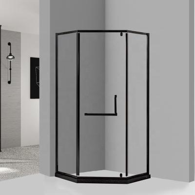 China Modern Black Single Sliding Shower Enclosure Compartment Shower Room Shower Door for sale