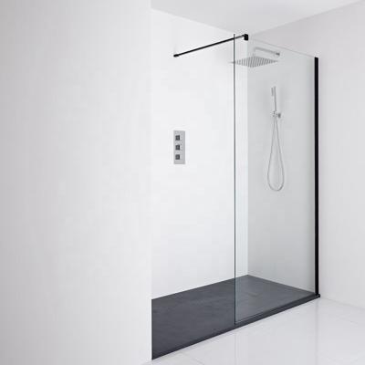 China Modern Black Walk In Shower Door Shower Room Glass Shower Screen for sale