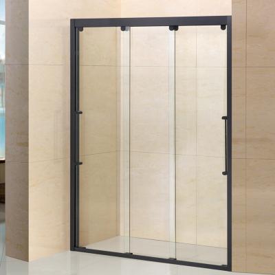 China Modern High Quality Black Glass Enclosure Large Sliding Door 3 Shower Cabinet Shower Room For Bathrooms for sale