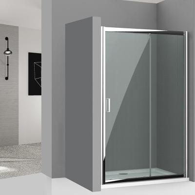 China Modern Frameless Bypass Tempered Glass Shower Door Hotel Bathroom Sliding Enclosure for sale