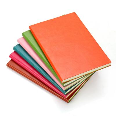 China Hardcover 2023 Wholesale Pure Color A5 PU Leather Business Office Thickened Notebook for Student for sale