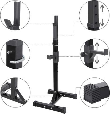 China Customization Fitness Trainning Apparatus Barbell Adjustable Squat Rack Gym Press Bench Stand Squat Rack for sale